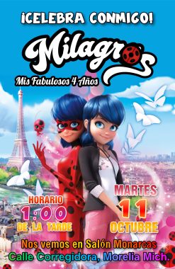 Miraculous, Las Aventuras de Ladybug #03 Invitación de Cumpleaños Digital Personalizada