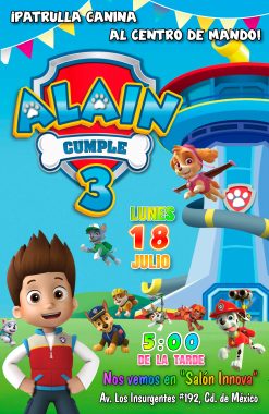 Paw Patrol Invitación de Cumpleaños Digital Personalizada