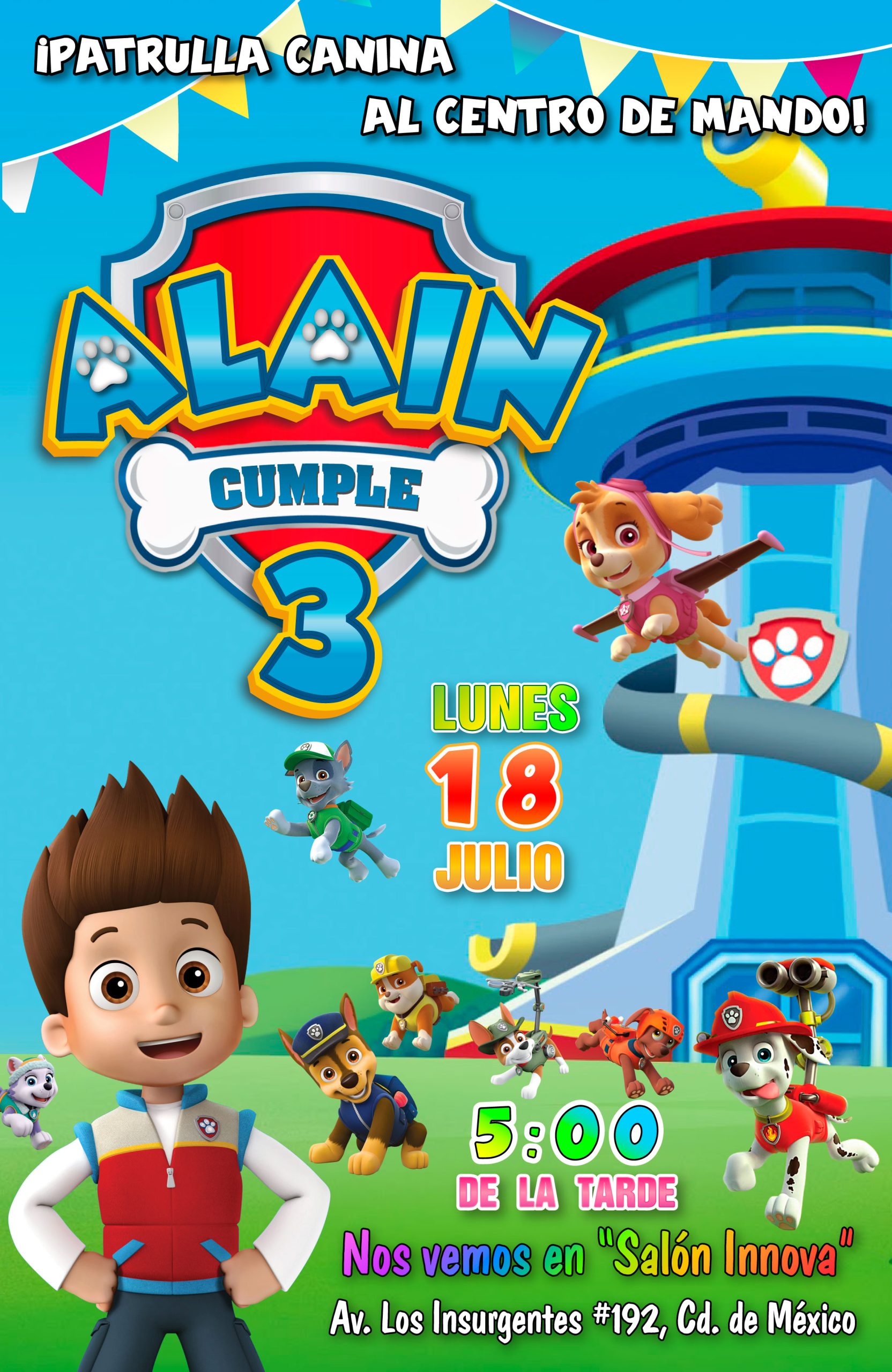 Paw Patrol Invitación de Cumpleaños Digital Personalizada