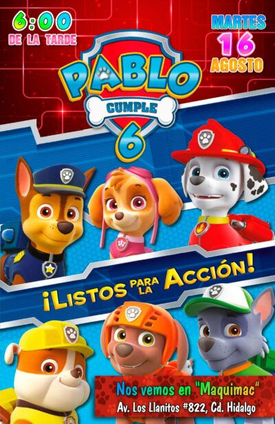 Paw Patrol Invitación de Cumpleaños Digital Personalizada #2