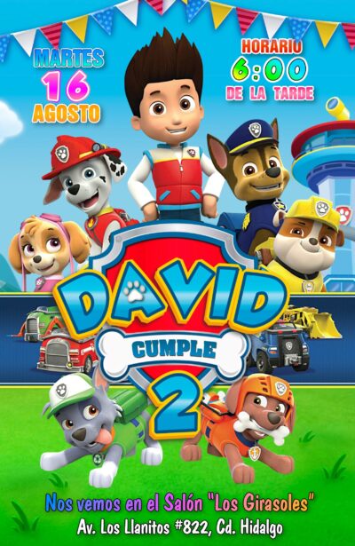 Paw Patrol Invitación de Cumpleaños Digital Personalizada #3