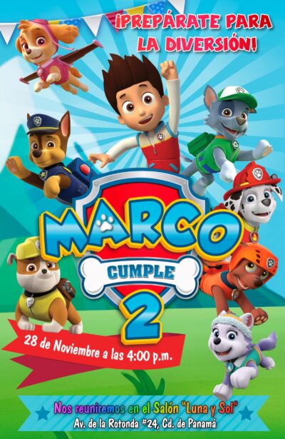 Paw Patrol Invitación de Cumpleaños Digital Personalizada #4