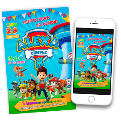 Paw Patrol Invitación de Cumpleaños Digital Personalizada #5