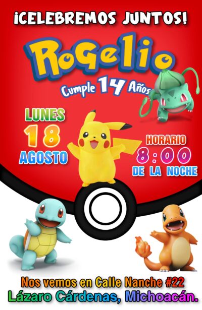Pokémon Invitación de Cumpleaños Digital Personalizada - Imagen 6