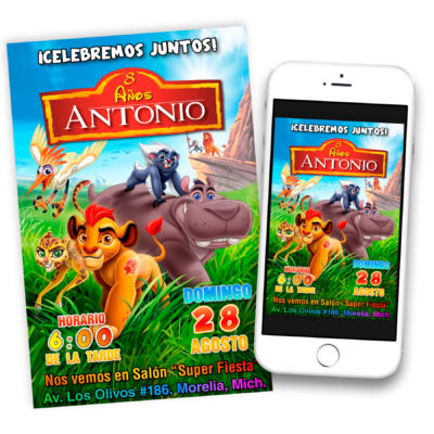 El Rey León, Simba Invitación Digital de Cumpleaños