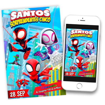 Spidey y sus Sorprendentes Amigos Spiderman Invitación Digital de Cumpleaños