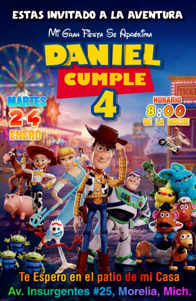 Toy Story Invitación de Cumpleaños Digital Personalizada - Imagen 6