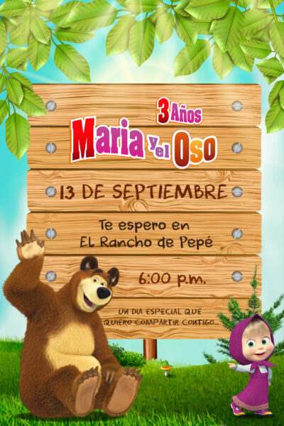 Masha y El Oso Invitación Digital Personalizada Mod. 02 - Imagen 8