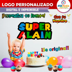 Mario Bros Logo Personalizado con Nombre para Cumpleaños