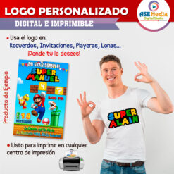 Mario Bros Logo Personalizado con Nombre para Cumpleaños
