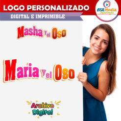 Alternative view of Masha y El Oso Logo Personalizado con Nombre para Cumpleaños
