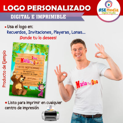 Masha y El Oso Logo Personalizado con Nombre para Cumpleaños - Imagen 4