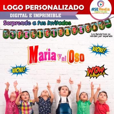 Masha y El Oso Logo Personalizado con Nombre para Cumpleaños - Imagen 5