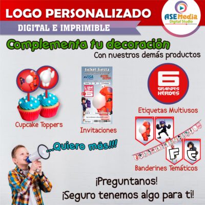 6 Grandes Héroes Logo Personalizado con Nombre
