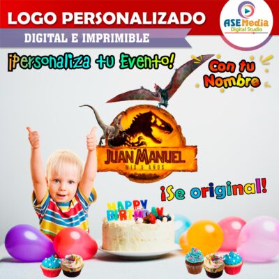 Jurassic World Dominion Dinosaurio Enfrente Logo Personalizado con Nombre