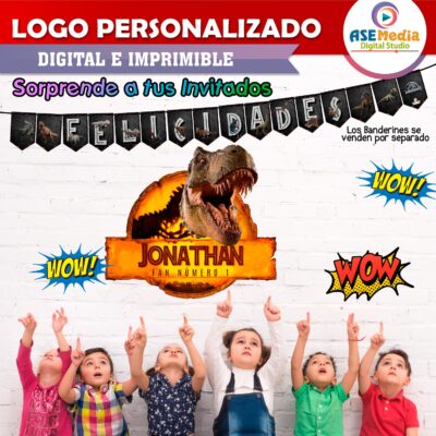 Jurassic World Dominion Dinosaurio Enfrente Logo Personalizado con Nombre