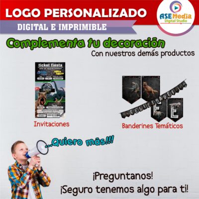 Jurassic World Dominion Dinosaurio Enfrente Logo Personalizado con Nombre