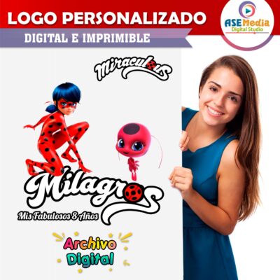 Miraculous, Las Aventuras de Ladybug Logo Personalizado con Nombre Mod. 05