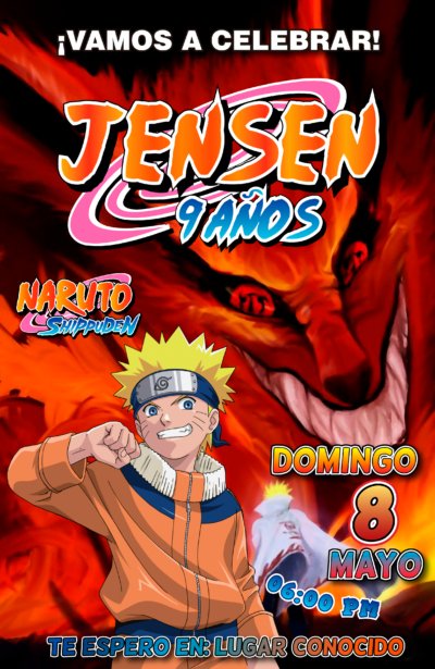 Naruto Shippuden Invitación Digital de Cumpleaños