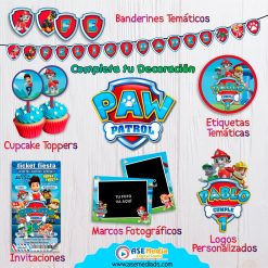 Paw Patrol Banderines Temáticos Imprimibles para Cumpleaños
