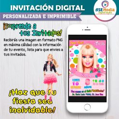 Alternative view of Barbie Invitación de Cumpleaños Digital Personalizada