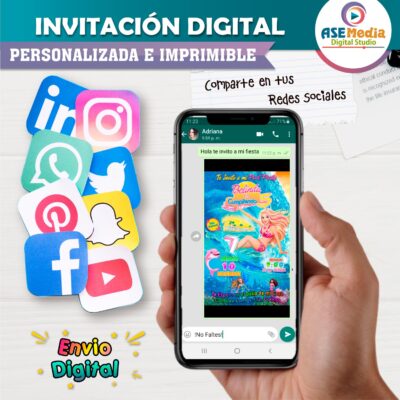 Barbie Aventura de Sirenas Invitación de Cumpleaños Digital Personalizada #02 - Imagen 3
