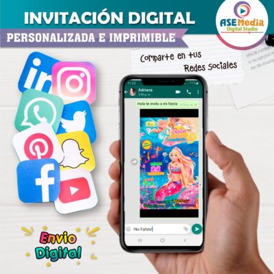 Barbie Aventura de Sirenas Invitación de Cumpleaños Digital Personalizada #04 - Imagen 4