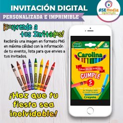 Crayola Fiesta de Colores Invitación de Cumpleaños Digital Personalizada