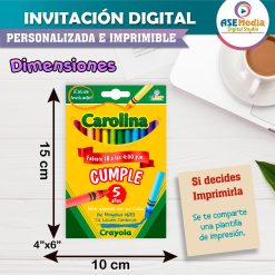 Crayola Fiesta de Colores Invitación de Cumpleaños Digital Personalizada