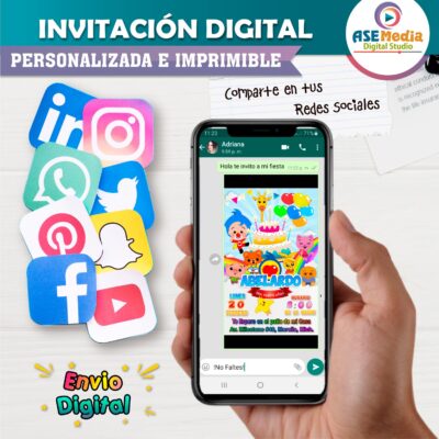 El payaso Plim Plim Invitación de Cumpleaños Digital Personalizada - Imagen 4