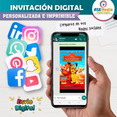 El Rey León #02 Invitación de Cumpleaños Digital Personalizada