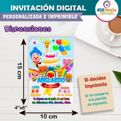 El payaso Plim Plim Invitación de Cumpleaños Digital Personalizada - Imagen 5