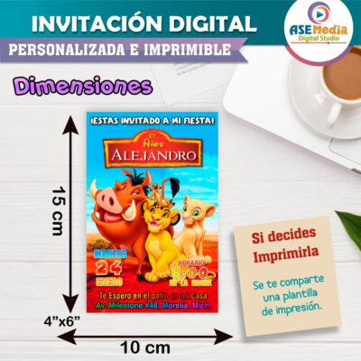 El Rey León #02 Invitación de Cumpleaños Digital Personalizada