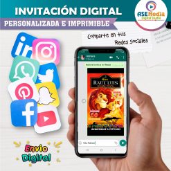 El Rey León Invitación de Cumpleaños Digital Personalizada