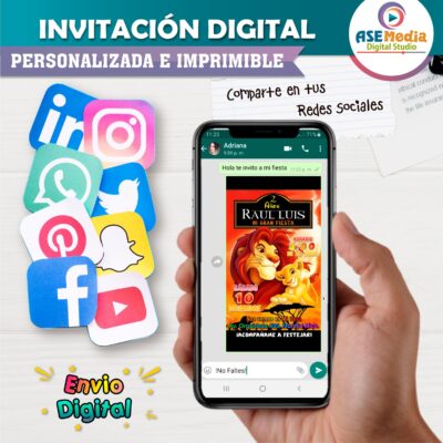 El Rey León Invitación de Cumpleaños Digital Personalizada