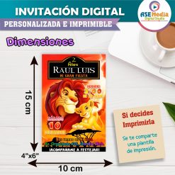 El Rey León Invitación de Cumpleaños Digital Personalizada