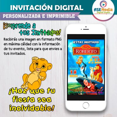 El Rey León, Bautizo de Simba Invitación Digital