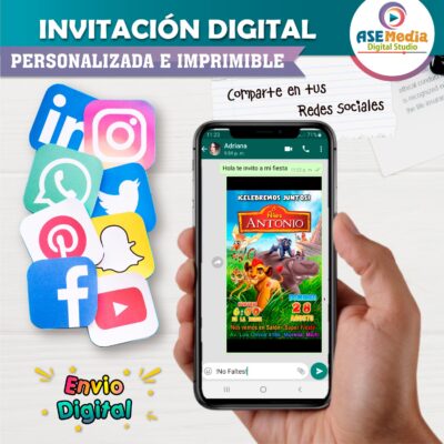 El Rey León, Simba Invitación Digital de Cumpleaños