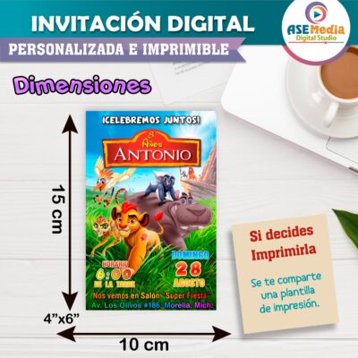 El Rey León, Simba Invitación Digital de Cumpleaños