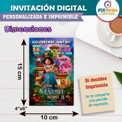Encanto Mirabel Disney Invitación de Cumpleaños Digital Personalizada