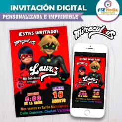 Alternative view of Miraculous, Las Aventuras de Ladybug Invitación Digital de Cumpleaños