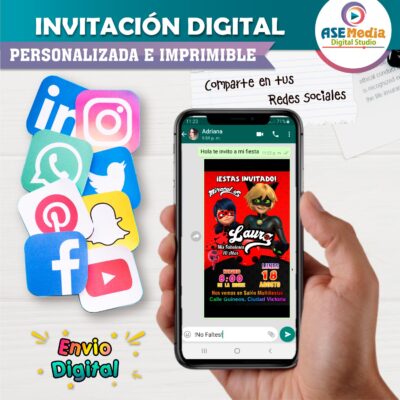 Miraculous, Las Aventuras de Ladybug Invitación Digital de Cumpleaños - Imagen 4