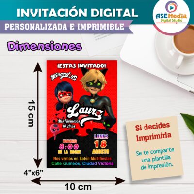 Miraculous, Las Aventuras de Ladybug Invitación Digital de Cumpleaños - Imagen 5