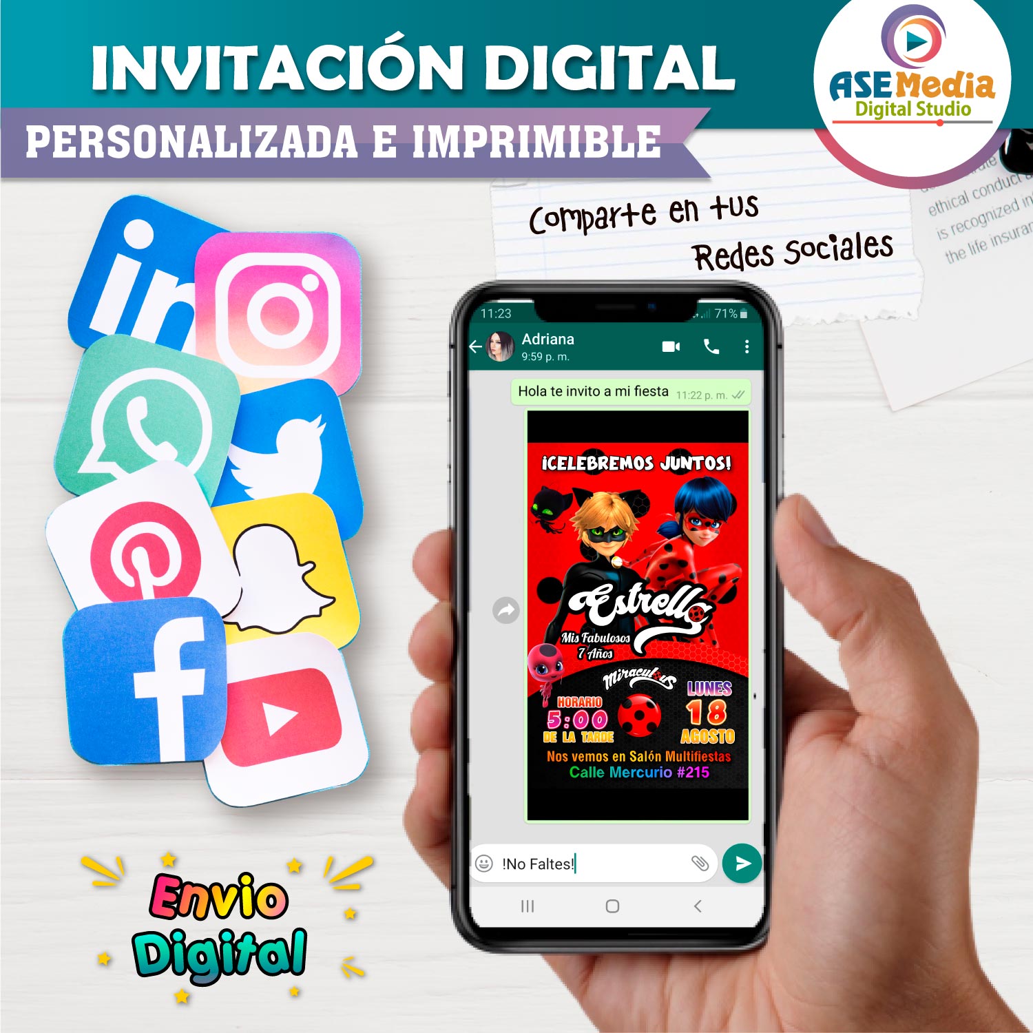 Miraculous, Las Aventuras de Ladybug Invitación Digital de Cumpleaños - Imagen 4