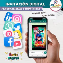 Miraculous, Las Aventuras de Ladybug #04 Invitación de Cumpleaños Digital Personalizada