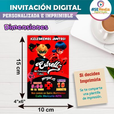 Miraculous, Las Aventuras de Ladybug Invitación Digital de Cumpleaños - Imagen 5