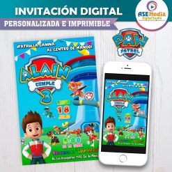 Paw Patrol Invitación de Cumpleaños Digital Personalizada