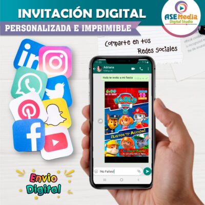 Paw Patrol Invitación de Cumpleaños Digital Personalizada #2
