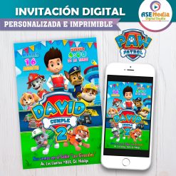Paw Patrol Invitación de Cumpleaños Digital Personalizada #3