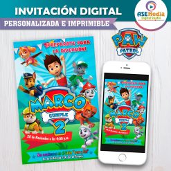Paw Patrol Invitación de Cumpleaños Digital Personalizada #4